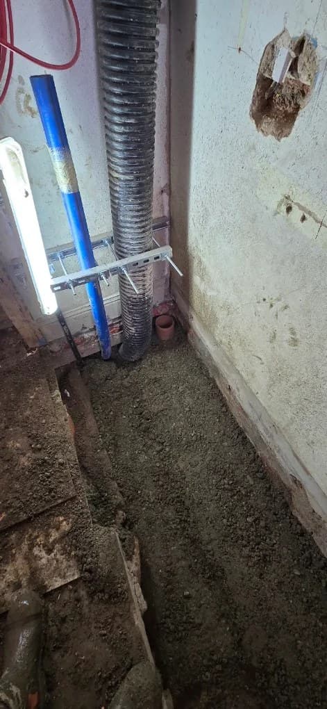 Service ducts entering the building through the wall